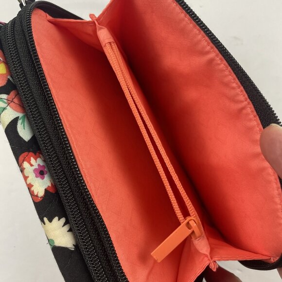 Vera Bradley QuiltedCrossbody RFID Wallet Purse Bag Card Slots Floral Dual Zip - Picture 10 of 15